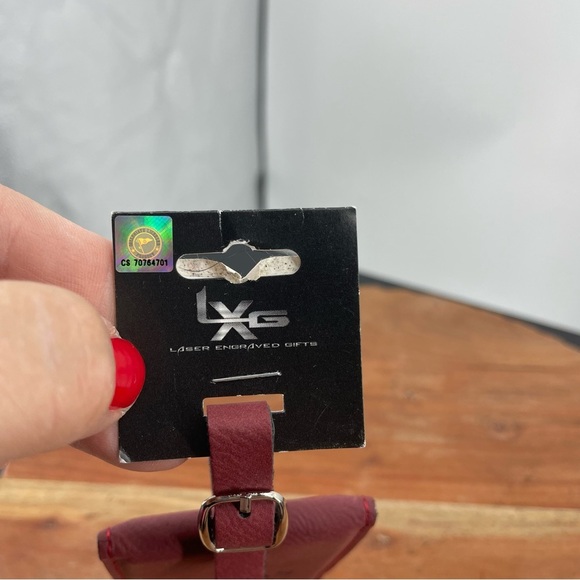 Lazer engraved gifts Texas state faux leather luggage tag red - Picture 2 of 6